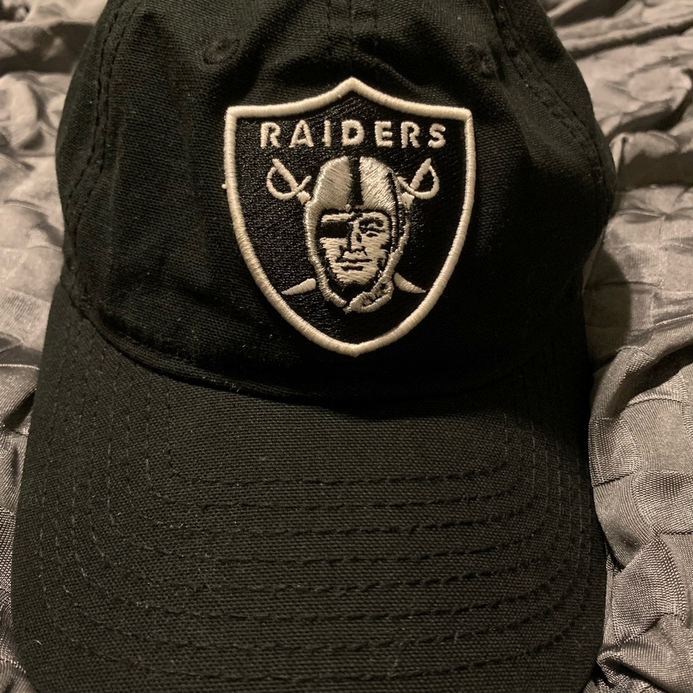 New Era NFL Raiders Adjustable Hat, Black, Good Used Condition